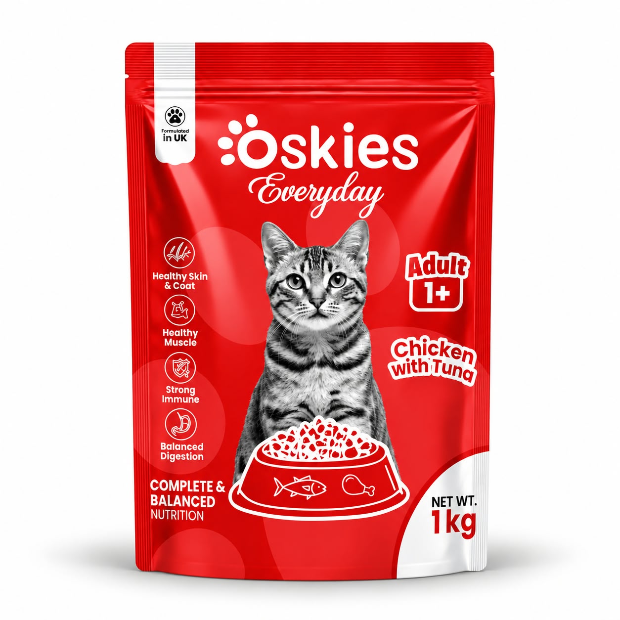 Oskies Adult Dry Cat Food (Chicken with Tuna) - 1kg